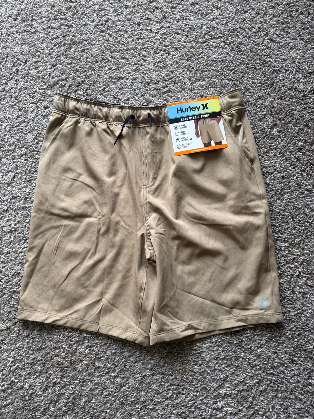 Hurley Tan Boys Hybrid Shorts with Drawstring